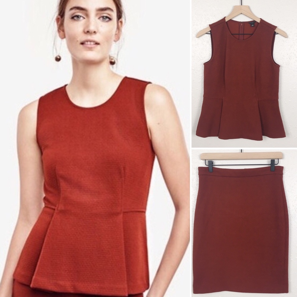 Ann Taylor textured peplum tank & pencil skirt set